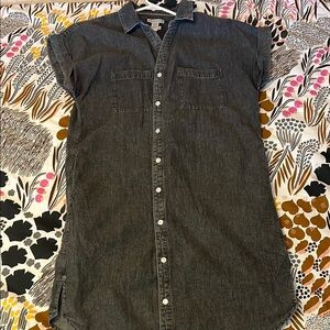 Casual Black Denim Shirt Dress